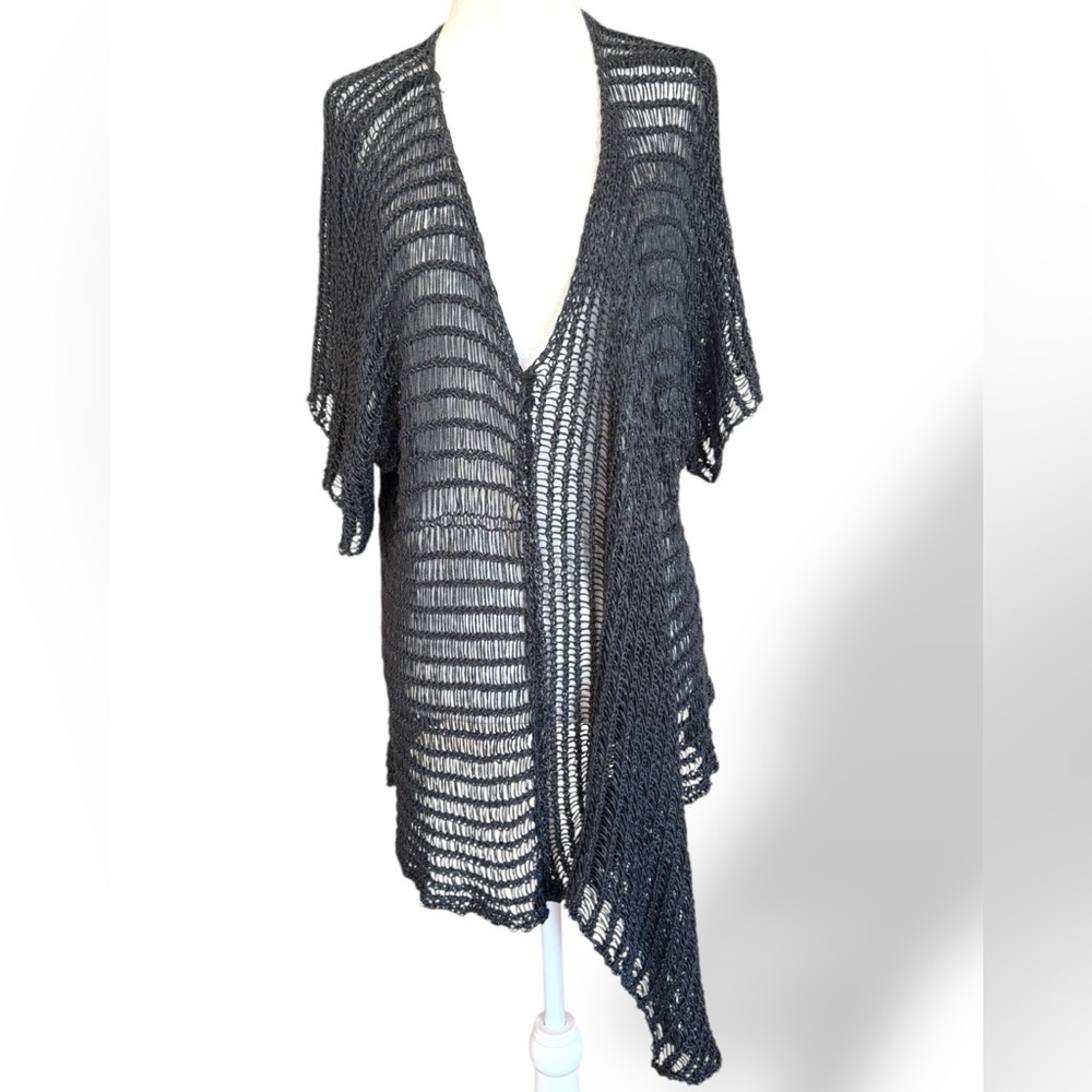 B&K Moda Open HeavyKnit Navy Nautical Asymmetrical Tunic  Top Cover Up Oversized